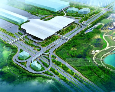 深圳湾口岸交通改善规划-2 互通立交设计鸟瞰效果图