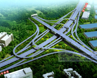 高速公路南光高速段 互通立交设计鸟瞰效果图