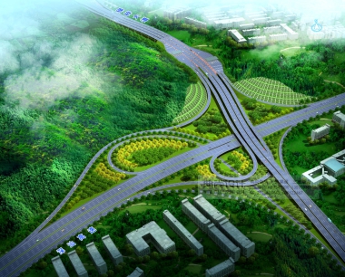 高速公路深汕高速节点（比选） 互通立交设计鸟瞰效果图