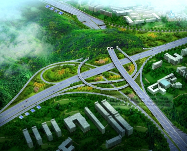 高速公路深汕高速节点（推荐） 互通立交设计鸟瞰效果图