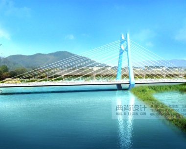 大望桥方案二透视图 桥梁效果图设计