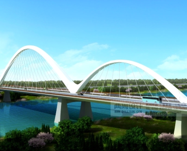 湖山连拱大桥 桥梁效果图设计