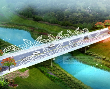 坳田水中桥方案3 桥梁效果图设计