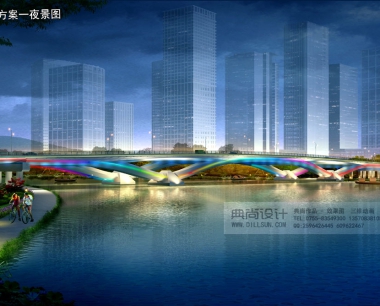 锦尚大桥方案一夜景1 桥梁效果图设计