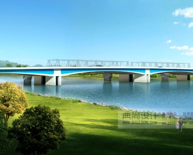 麻涌河桥透视图 桥梁效果图设计