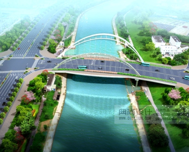 茅洲河桥比选方案二 桥梁效果图设计
